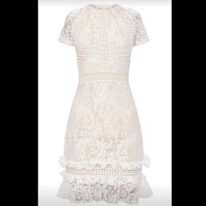 White Frill Hem Lace Bodycon Dress